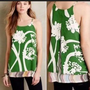 Anthropologie Porridge Green Flowy Tank Top